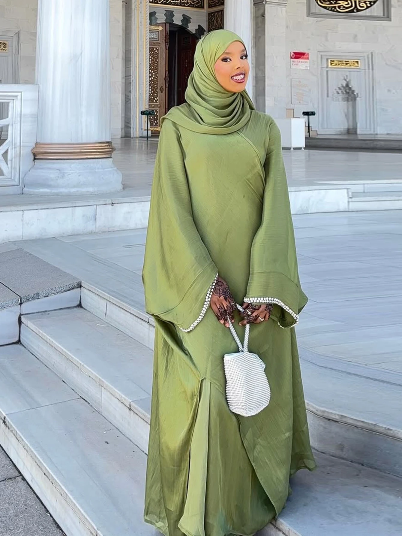 Jalabiya Women Arabic - Ramazan Bayramı Müslüman Abaya Eşarp Elbise