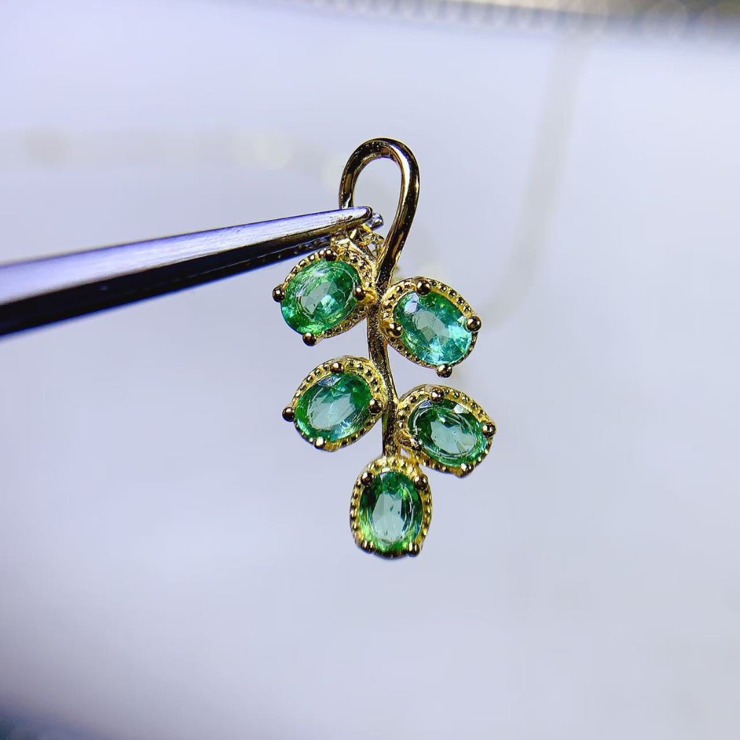 Ethnic Fashion Design - Gösterişli Hakiki Zümrüt S925 Gümüş Kolye
