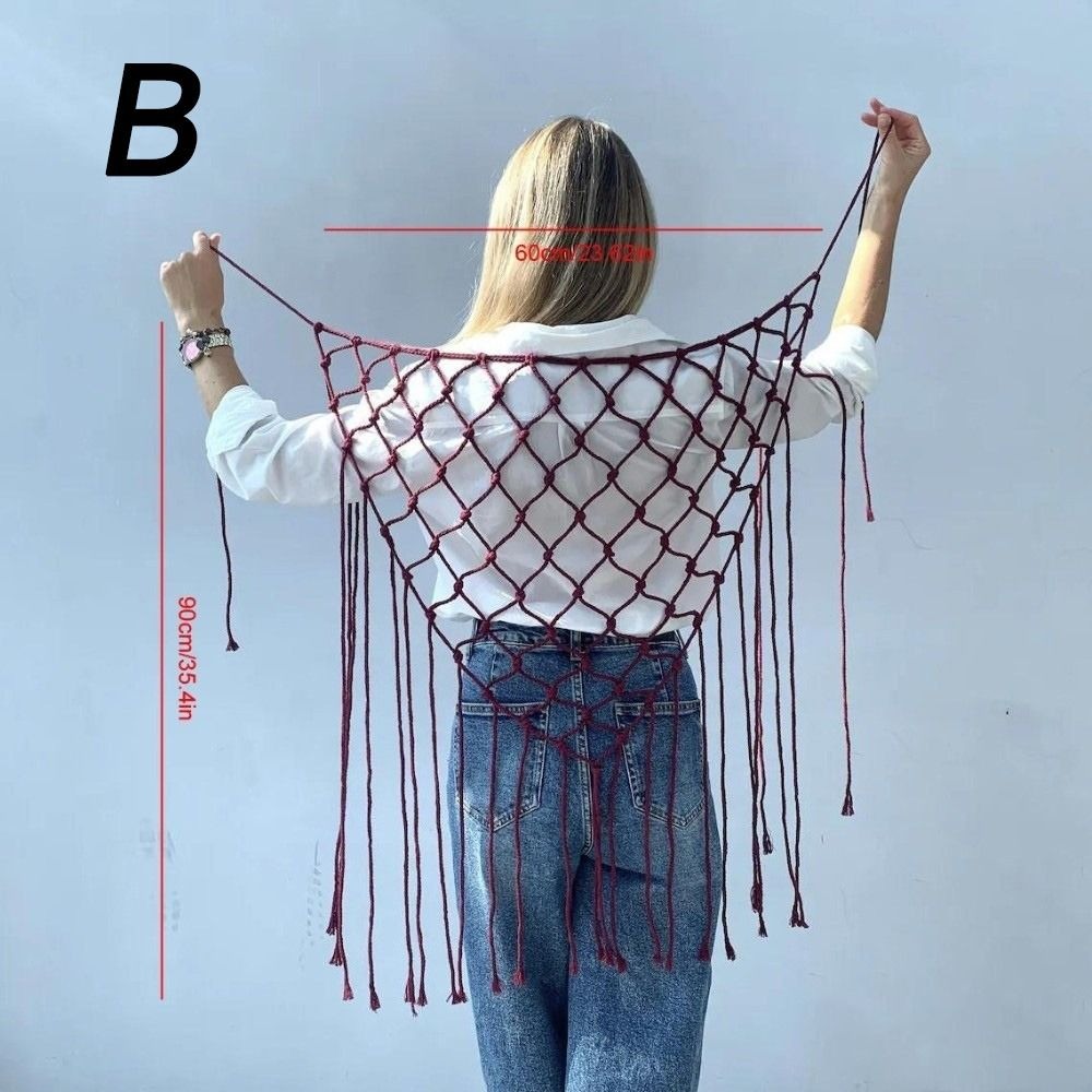 Ethnic Fashion Design - Bohem Tarzı Fileli Saçaklı Eşarp Şal